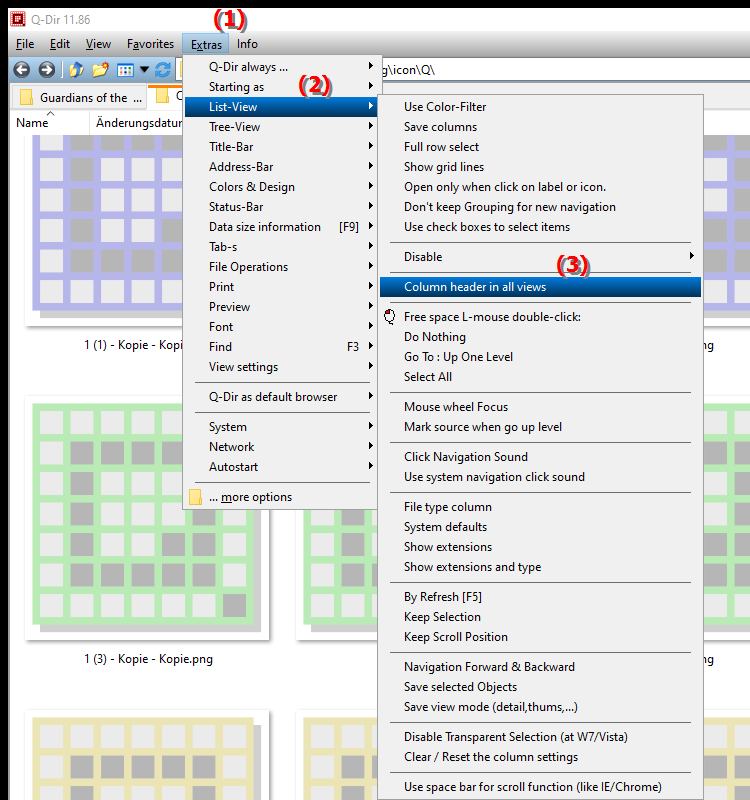 Display column headings in all views in File Explorer